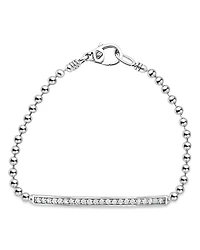 Lagos Sterling Silver Caviar Spark Diamond Bar Chain Bracelet
