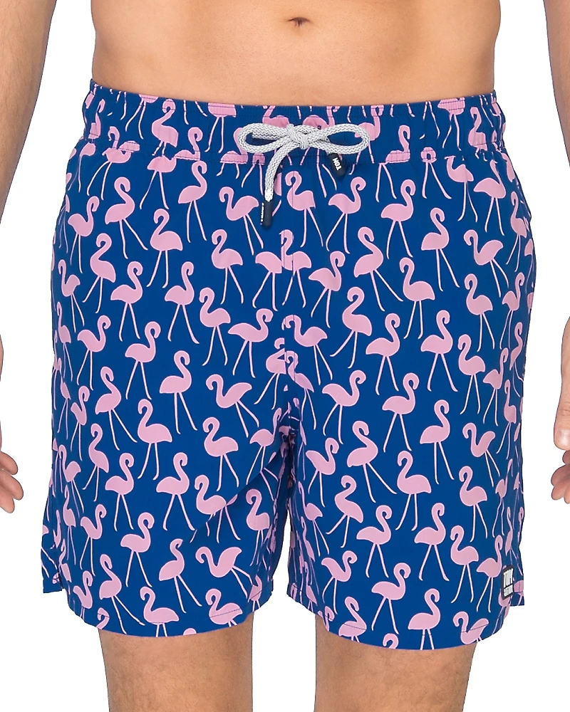 Tom & Teddy Flamingo Print Swim Trunks