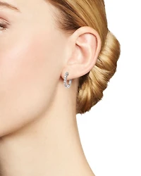 Diamond Small Hoop Earrings in 14K White Gold, 0.70 tcw