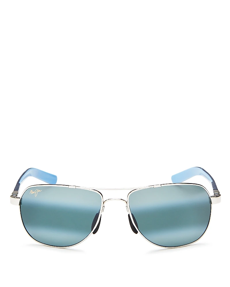 Maui Jim Guardrails Polarized Brow Bar Aviator Sunglasses, 58mm