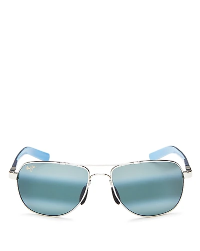 Maui Jim Guardrails Polarized Brow Bar Aviator Sunglasses, 58mm