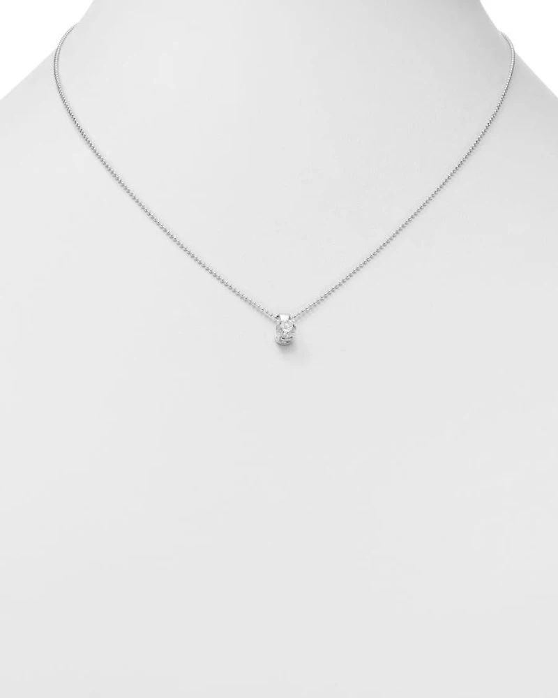 Diamond Solitaire Pendant 18K White Gold, 0.50-1.0. tcw