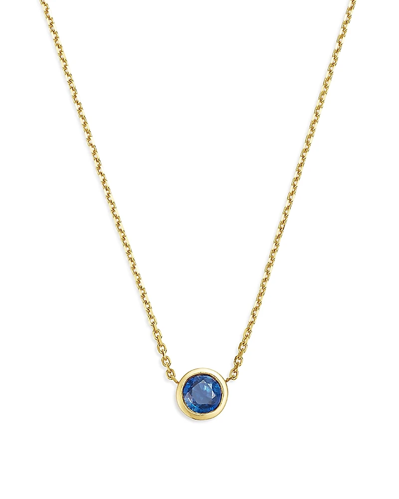 Bloomingdale's Fine Collection Blue Sapphire Bezel Pendant Necklace