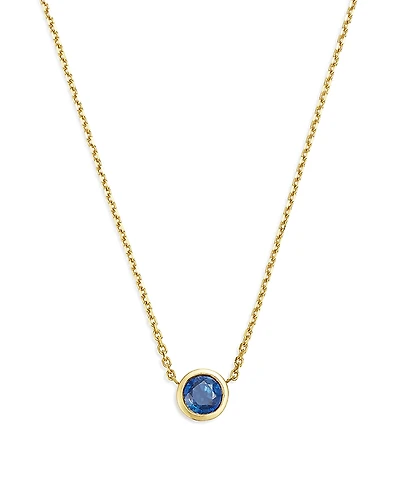 Bloomingdale's Fine Collection Blue Sapphire Bezel Pendant Necklace