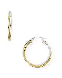 Double Tube Hoop Earrings in 18K Gold-Plated Sterling Silver and Sterling Silver - Exclusive