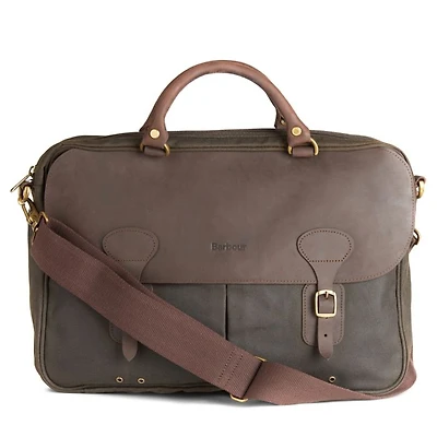 Waxed Cotton & Leather Briefcase