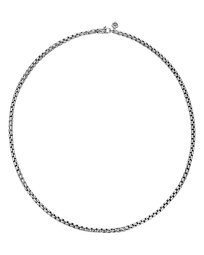 Sterling Silver Classic Chain Woven Box Chain Necklace, 24"