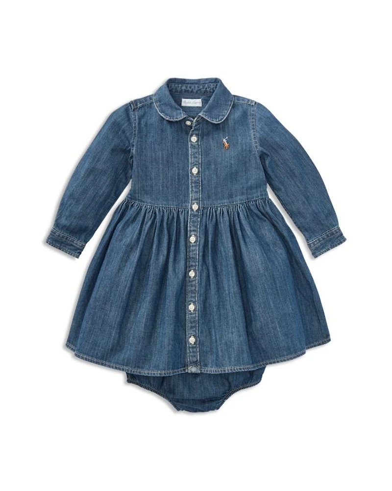 Girls' Long Sleeve Denim Dress & Bloomers Set - Baby
