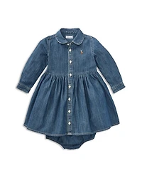 Girls' Long Sleeve Denim Dress & Bloomers Set - Baby