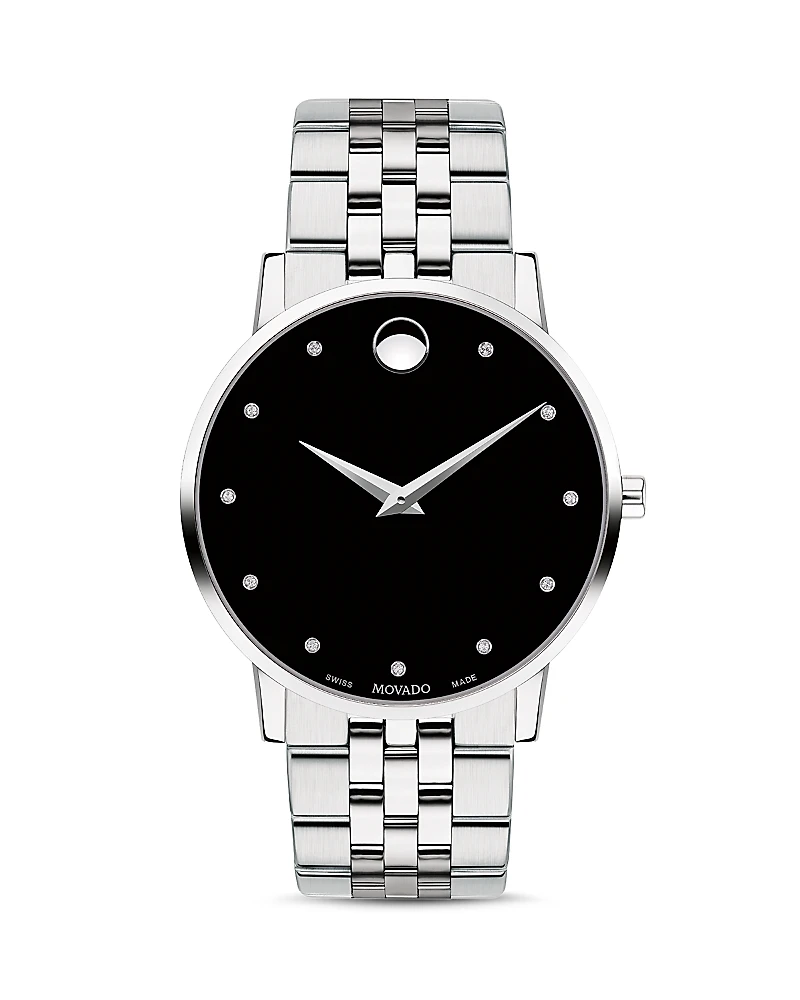 Movado Museum Classic Stainless Steel Diamond-Index Watch, 40mm