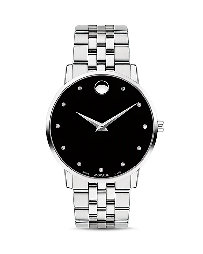 Movado Museum Classic Stainless Steel Diamond-Index Watch, 40mm