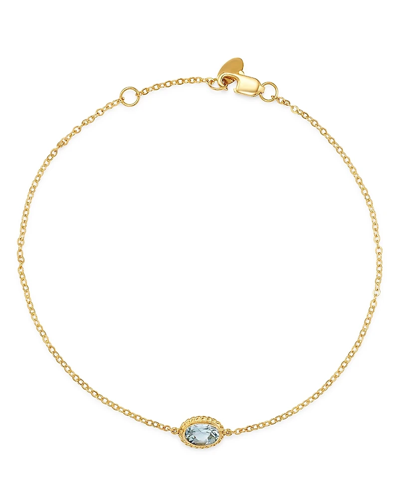Bloomingdale's Fine Collection Aquamarine Oval Bezel Set Bracelet
