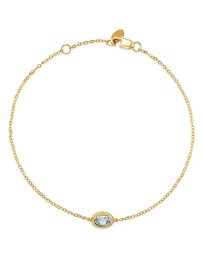 Bloomingdale's Fine Collection Aquamarine Oval Bezel Set Bracelet