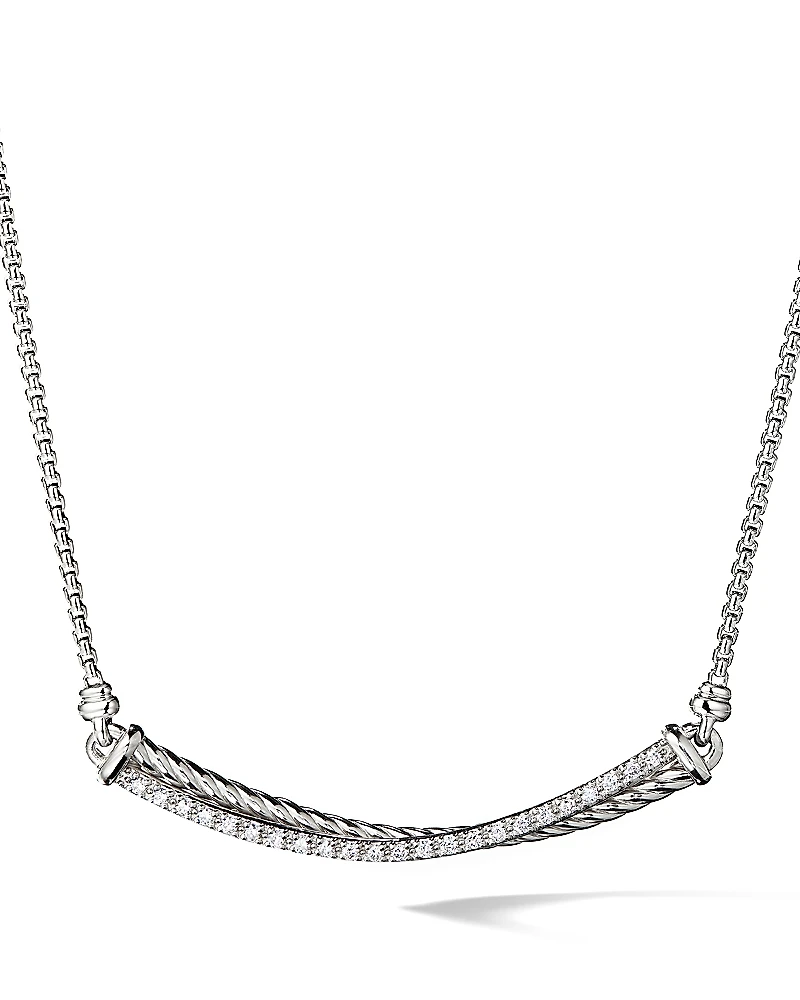 David Yurman Crossover Bar Necklace with Diamonds