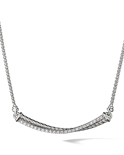 David Yurman Crossover Bar Necklace with Diamonds