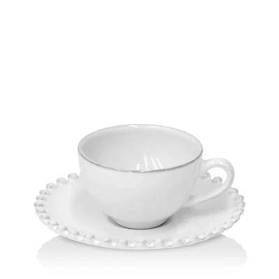 Costa Nova White Pearl Coffee Cup & Saucer