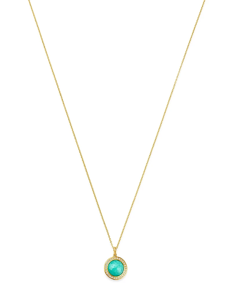 Ippolita 18K Yellow Gold Lollipop Turquoise Mini Pendant Necklace with Pave Diamonds, 18