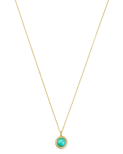 Ippolita 18K Yellow Gold Lollipop Turquoise Mini Pendant Necklace with Pave Diamonds, 18