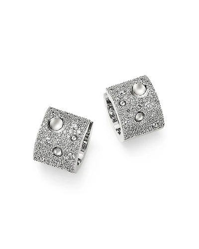 Roberto Coin 18K White Gold Pois Moi Luna Pave Diamond Hoop Earrings