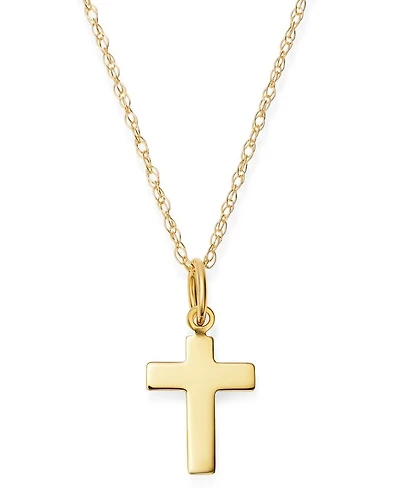 14K Yellow Gold Cross Pendant Necklace, 16"-18"