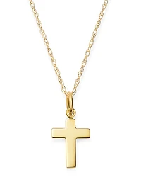 14K Yellow Gold Cross Pendant Necklace, 16"-18"