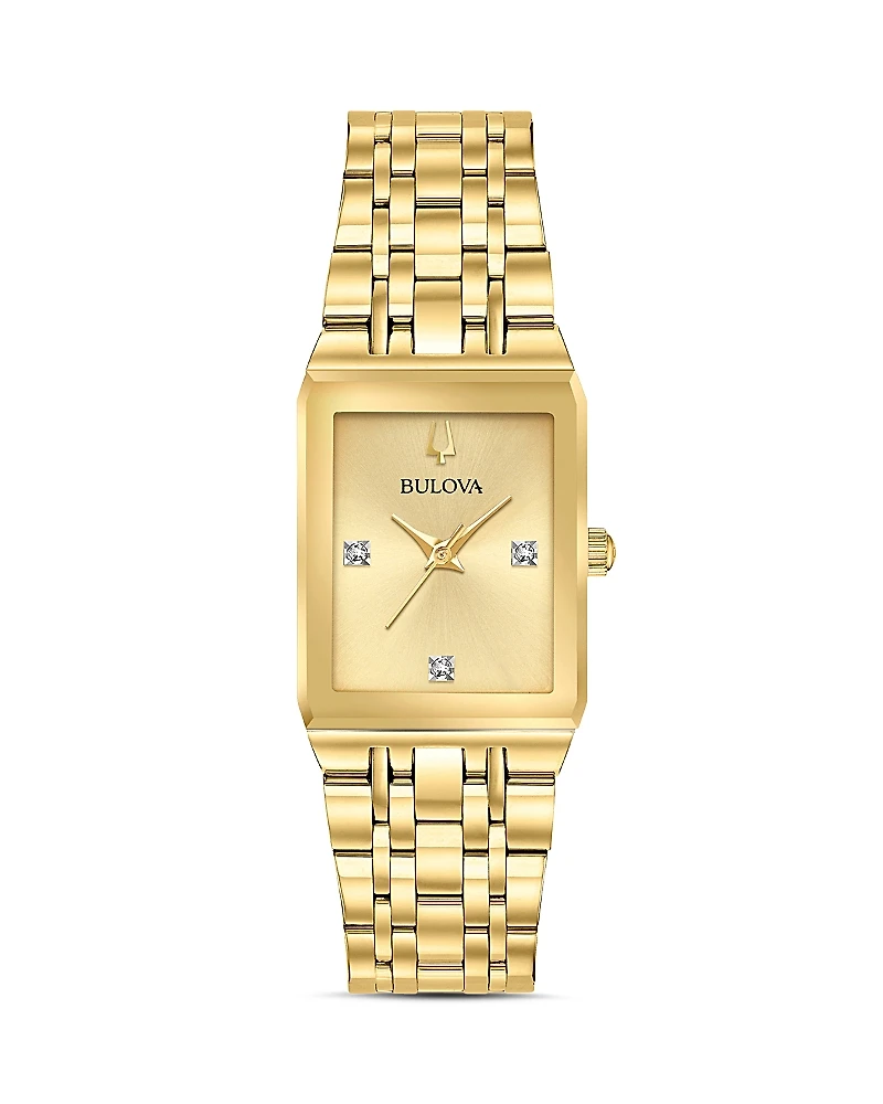 Bulova Futuro Quadra Gold-Tone Link Bracelet Watch, 20mm x 32mm