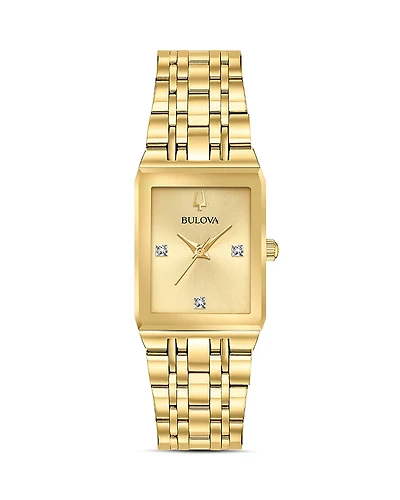 Bulova Futuro Quadra Gold-Tone Link Bracelet Watch, 20mm x 32mm