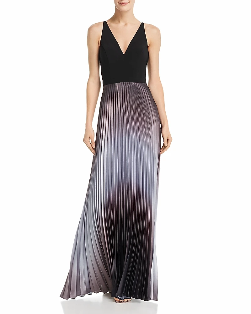Aqua Pleated Shimmer Gown - Exclusive