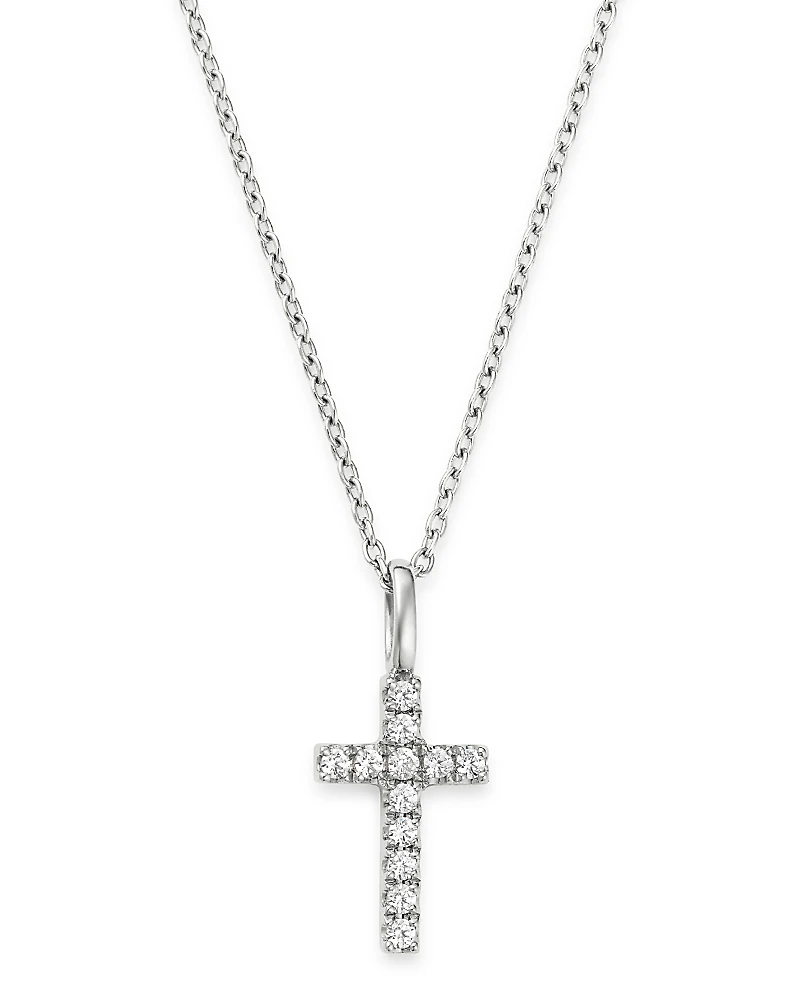 Bloomingdale's Fine Collection Micro-Pave Diamond Mini Cross Necklace