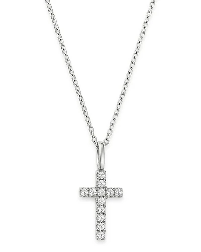 Bloomingdale's Fine Collection Micro-Pave Diamond Mini Cross Necklace