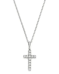 Bloomingdale's Fine Collection Micro-Pave Diamond Mini Cross Necklace