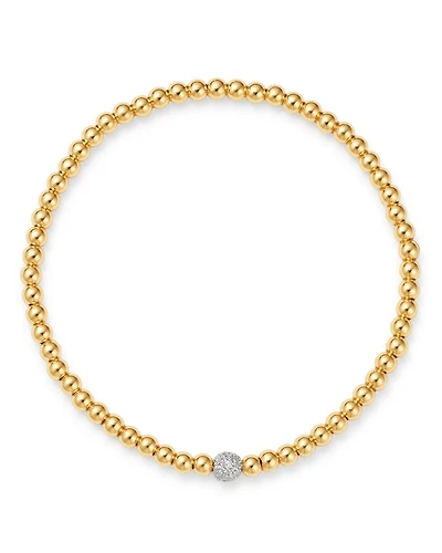 14K Yellow Gold Diamond Accent Bead Bracelet