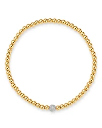 14K Yellow Gold Diamond Accent Bead Bracelet