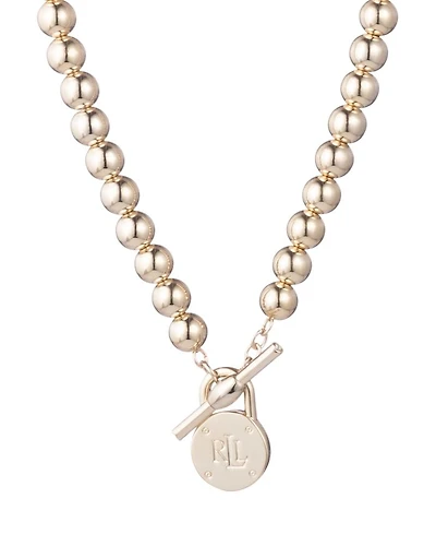 Beaded Logo Pendant Necklace, 17"