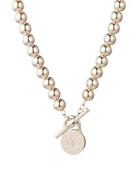 Beaded Logo Pendant Necklace, 17"