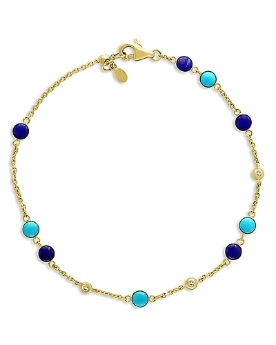 Bloomingdale's Fine Collection Lapis Lazuli, Turquoise & Diamond Accent Bracelet