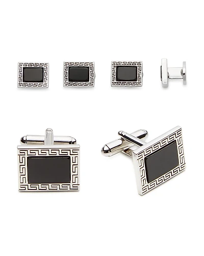 Link Up Greek Key Stud & Cufflinks Set