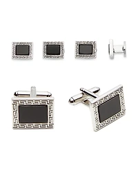 Link Up Greek Key Stud & Cufflinks Set