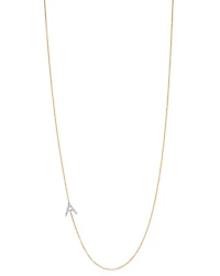 14K Yellow Gold Diamond Asymmetric Initial Necklace, 18"