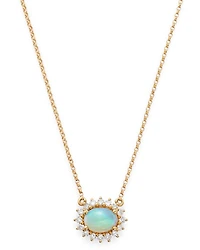 Opal and Diamond East-West Pendant Necklace in 14K Yellow Gold, 18"
