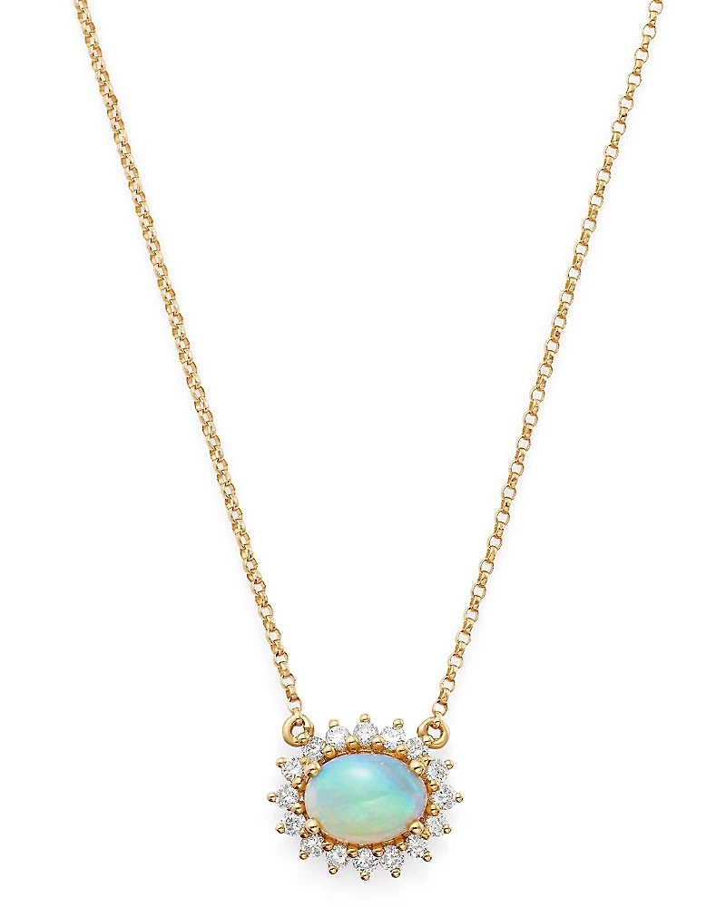 Bloomingdale's Fine Collection Opal and Diamond East-West Pendant Necklace