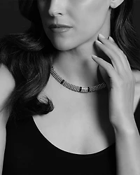 Sterling Silver Black Caviar Diamond & Ceramic Station Necklace