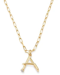 14K Yellow Gold Large Nail Initial Necklace, 18"