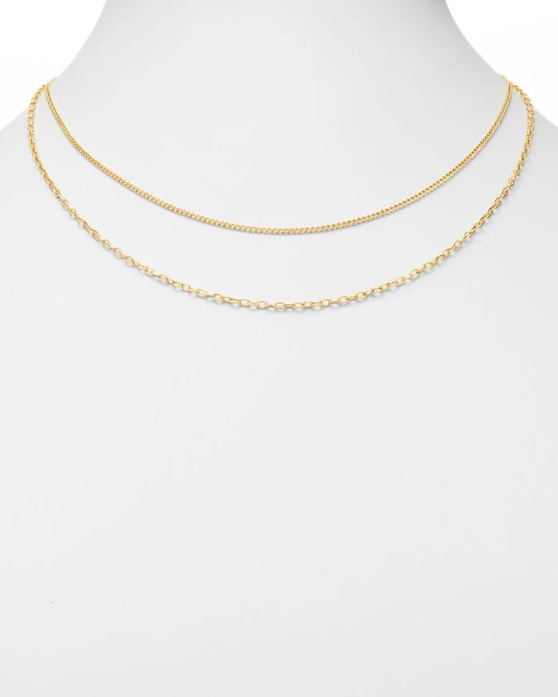 14K Yellow Gold Double Chain Necklace, 20"