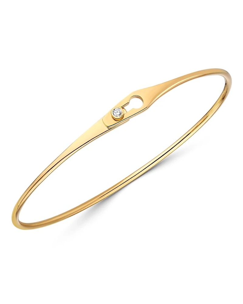 18K Yellow Gold Serrure Bangle Bracelet with Diamond