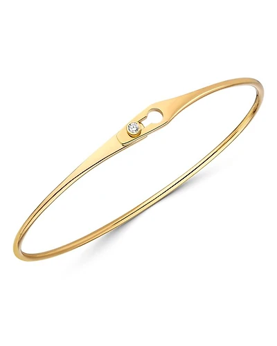 18K Yellow Gold Serrure Bangle Bracelet with Diamond