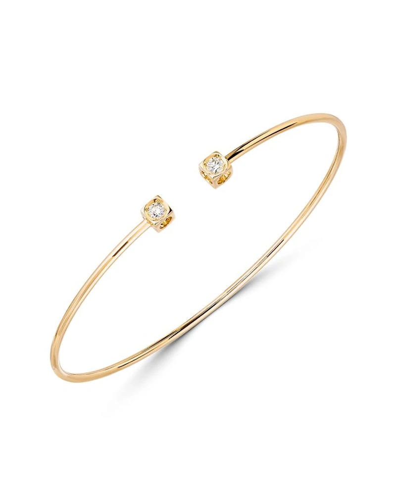 18K Yellow Gold Le Cube Diamant Bangle Bracelet with Diamonds