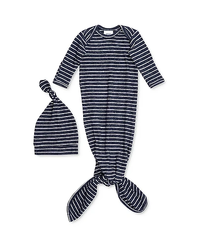 Aden and Anais Boy's Striped Snuggle Knit Gown & Hat Set - Baby