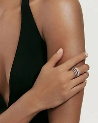 Crossover Wide Ring with Diamonds