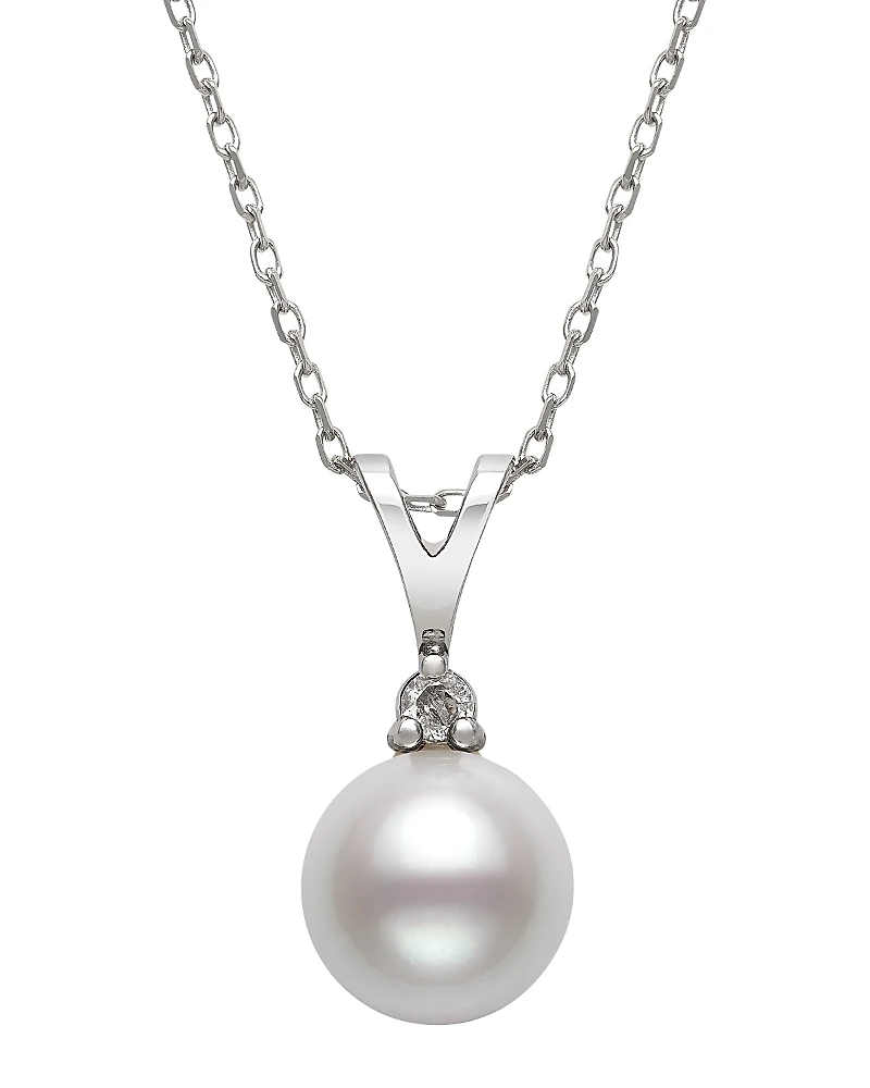 Bloomingdale's Fine Collection Diamond & Cultured Freshwater Pearl Pendant Necklace